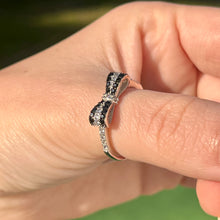 Load image into Gallery viewer, Black &amp; Clear CZ Bow Ring