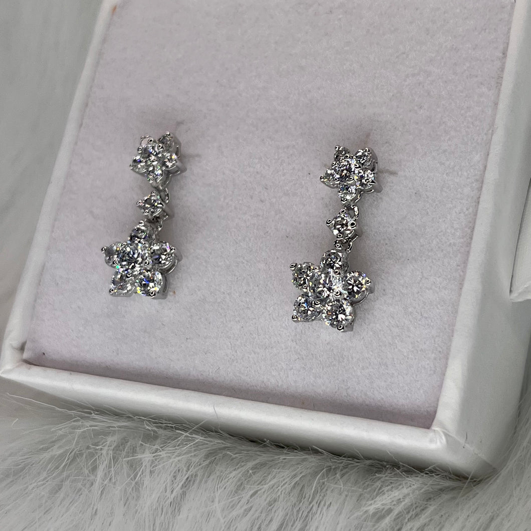 Dangly CZ Flower Studs .925