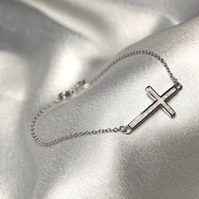 Load image into Gallery viewer, Dainty White Opal Cross Bracelet .925