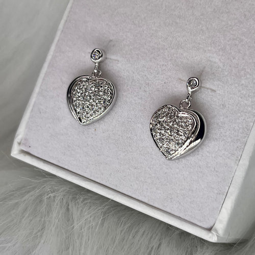 Dangly Heart Studs .925