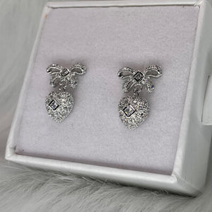 Bow Heart Studs .925