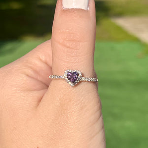 Amethyst Halo Heart Ring .925