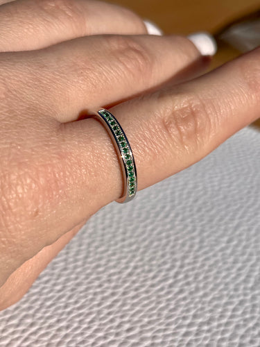 Emerald Micro Pave Ring .925