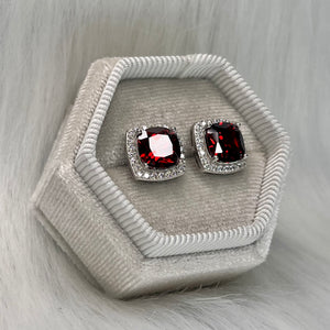 Ruby Cushion Studs .925