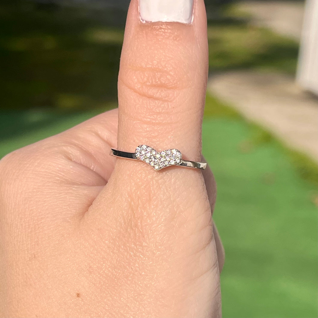 Micro Pave Heart Ring .925