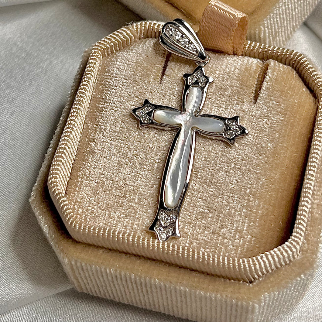 Mother of Pearl Cross Pendant.925