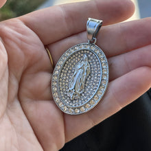 Load image into Gallery viewer, Virgin Mary CZ oval Pendant