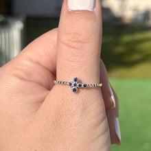 Load image into Gallery viewer, Blue Sapphire Cross Ring .925