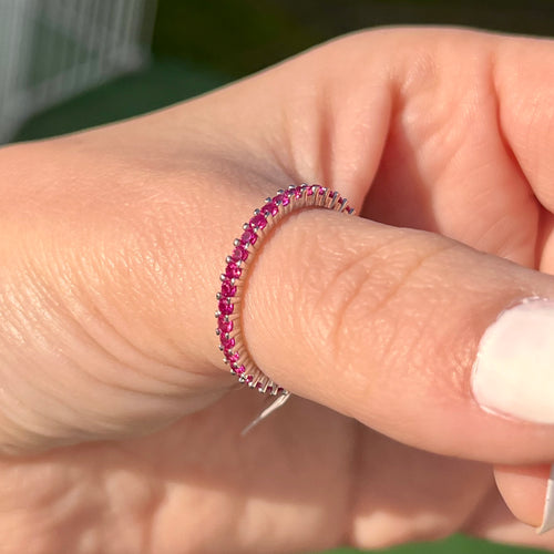 Fuchsia CZ Stackable Ring .925