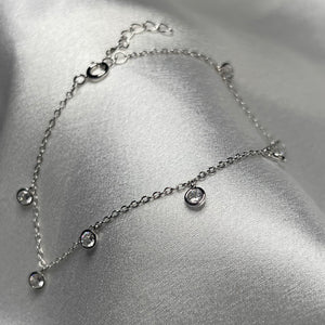 Dainty Round CZ Charm Bracelet .925