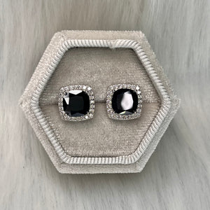 Black Cushion Studs .925