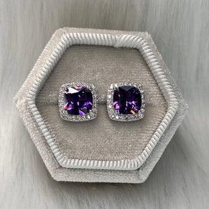 Amethyst Cushion Studs .925