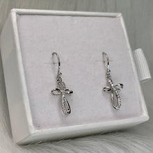 Load image into Gallery viewer, Dangle Cross Earrings .925