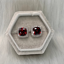 Load image into Gallery viewer, Ruby Cushion Studs .925