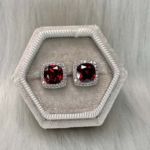 Ruby Cushion Studs .925