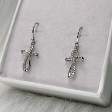 Load image into Gallery viewer, Dangle Cross Earrings .925