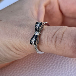 Black & Clear CZ Bow Ring