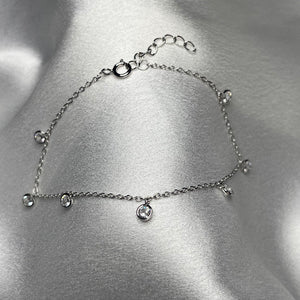 Dainty Round CZ Charm Bracelet .925