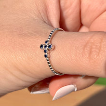 Load image into Gallery viewer, Blue Sapphire Cross Ring .925