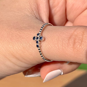 Blue Sapphire Cross Ring .925