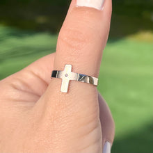 Load image into Gallery viewer, Matte Cross Ring .925