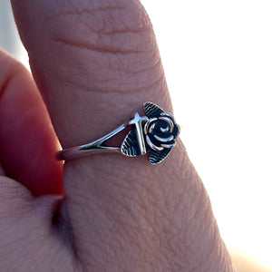 Cross and Rose Ring