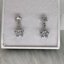 Load image into Gallery viewer, Dangly CZ Flower Studs .925