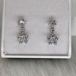 Dangly CZ Flower Studs .925