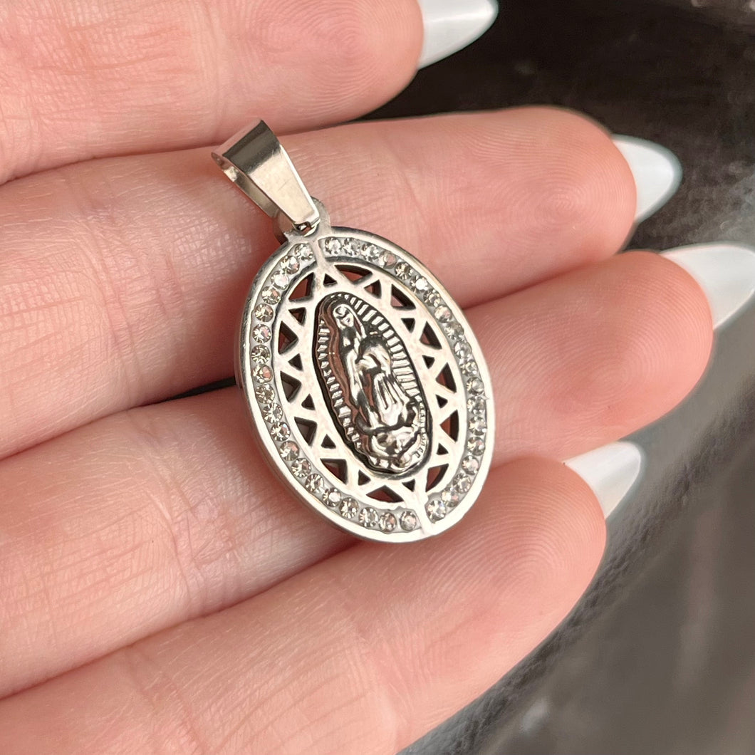 Oval Burst Virgencita Pendant