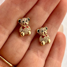 Load image into Gallery viewer, Red Bow Bear Studs