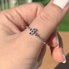 Load image into Gallery viewer, Blue Sapphire Cross Ring .925