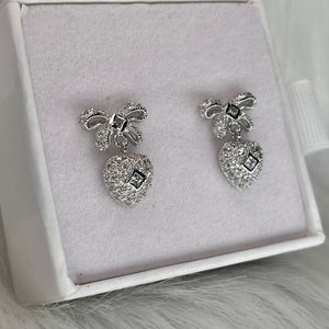 Bow Heart Studs .925