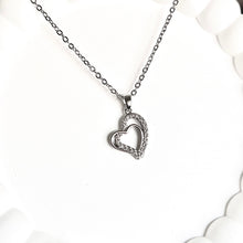 Load image into Gallery viewer, Double Heart CZ Necklace