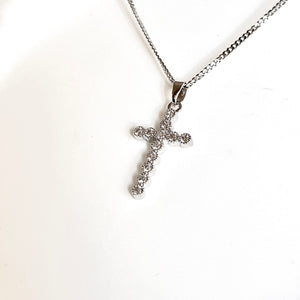 Bubbly CZ Cross Necklace
