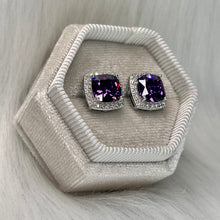 Load image into Gallery viewer, Amethyst Cushion Studs .925