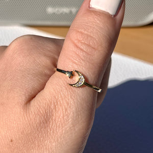 Golden Night Moon Ring