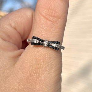 Black & Clear CZ Bow Ring