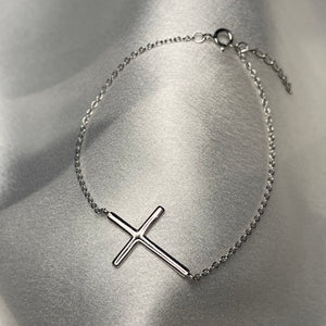 Dainty Solid Cross Bracelet .925