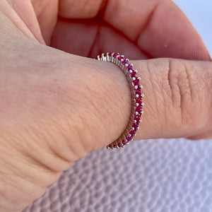 Fuchsia CZ Stackable Ring .925