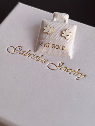 14kt Gold White Glove Studs
