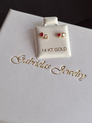 14kt Gold Double Heart Studs