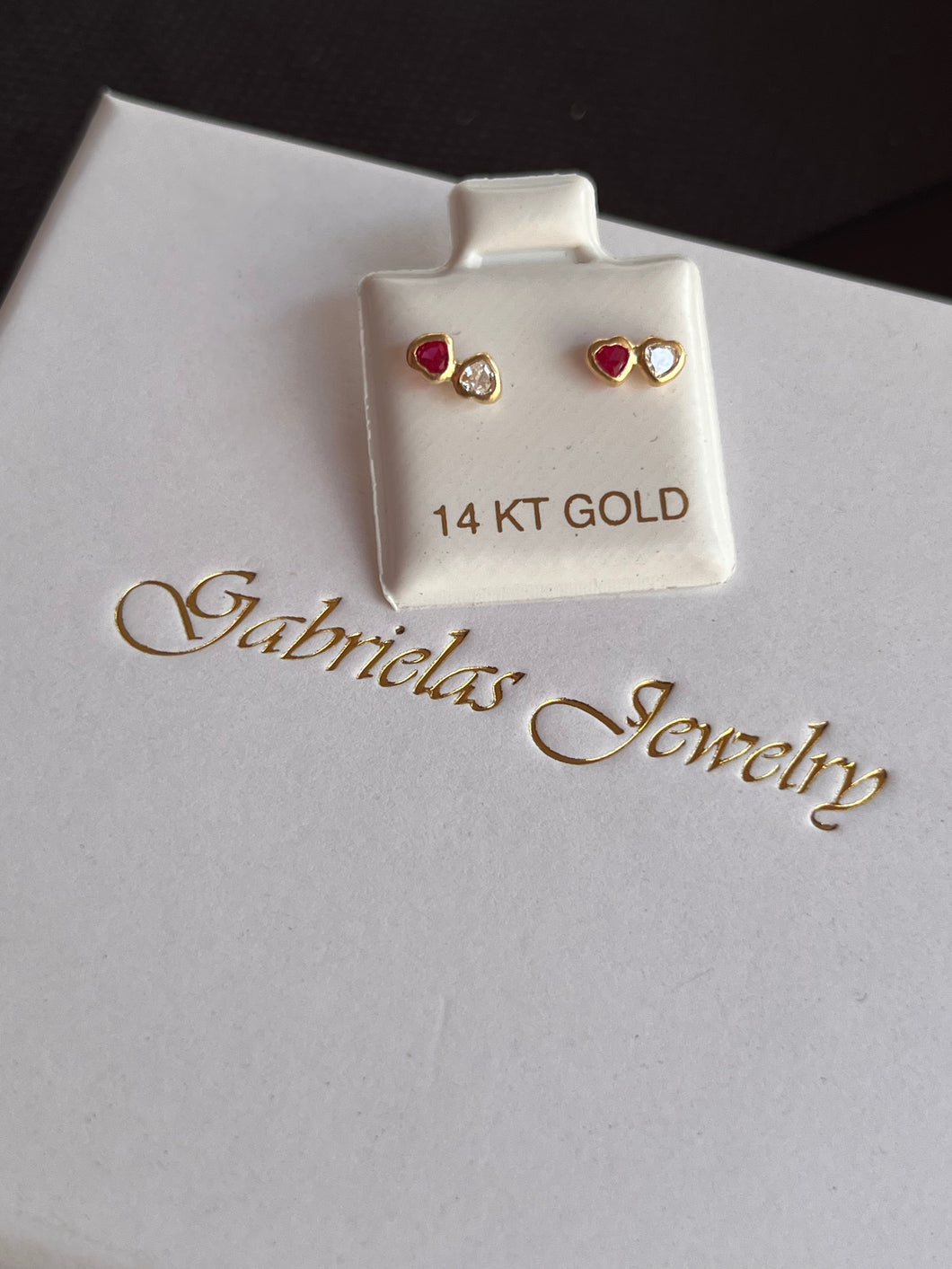 14kt Gold Double Heart Studs
