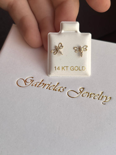14kt Gold Dragonfly Studs