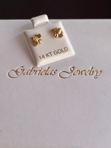 14kt Gold Bee Studs