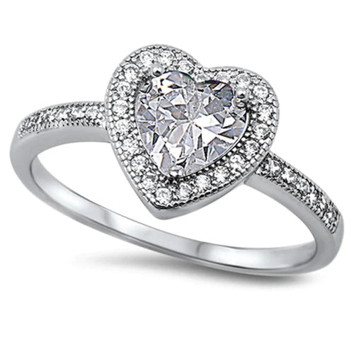 Clear CZ Heart Ring