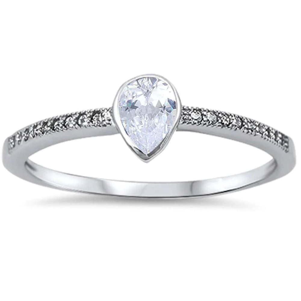 Clear Drop CZ Ring