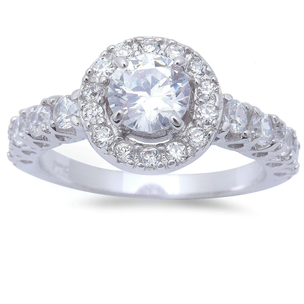 White Russian CZ Halo Ring