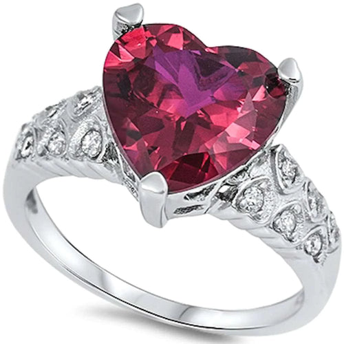 Ruby Heart & CZ Ring