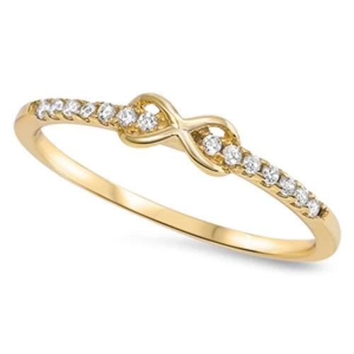 Infinity with Cubic Zirconia Ring Gold Plated .925 Sterling Silver