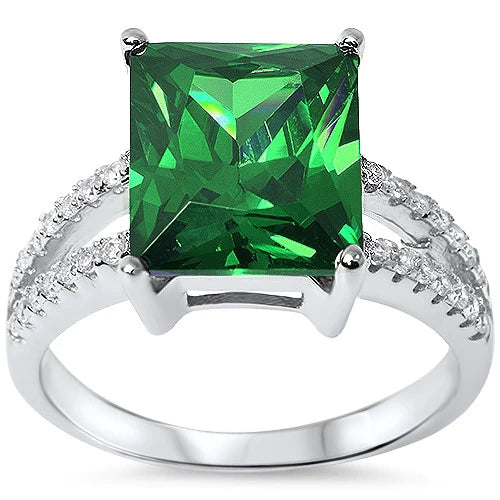 Green Emerald CZ Ring